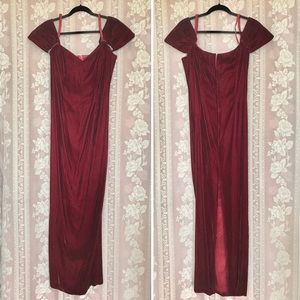 Vintage Roberta Red Velvet Maxi Dress Gown